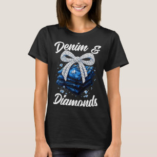 T-shirt Denim et diamants courbent le glamour de la mode w