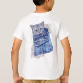 T-shirt Denim Jean poches, chatons et dentelle (Dos)