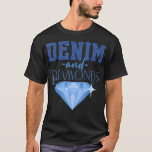 T-shirt Denim Tissu Diamants Stylish Jeans Lover