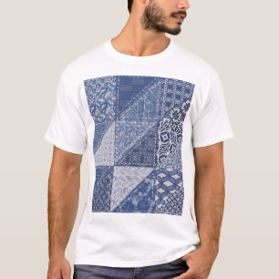 T-shirt Dénim Triangle Patchwork Texture Vintage.