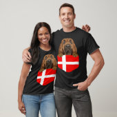 T-shirt Denmark Flag Bloodhound Dog In Pocket (Unisexe)