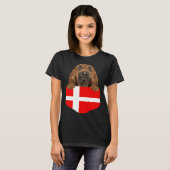 T-shirt Denmark Flag Bloodhound Dog In Pocket (Devant entier)