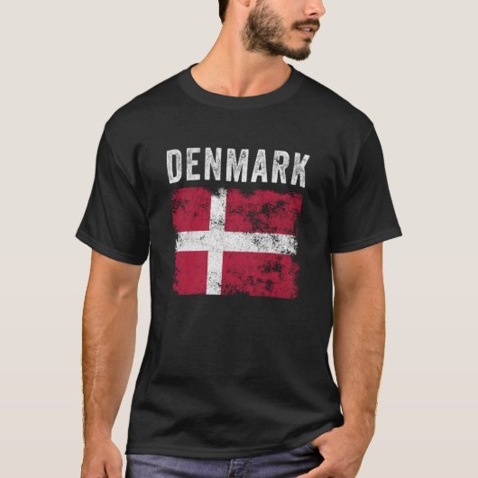 T-shirt Denmark Flag Distressed Men Women Kids Danish Flag (Devant)