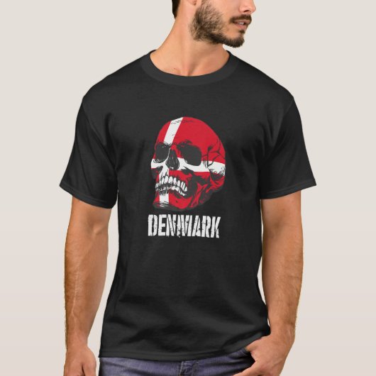T-shirt Denmark Flag Skull Danish Pride Patriotic (Devant)
