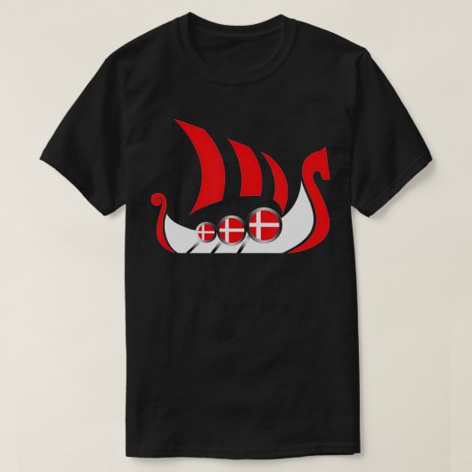 T-shirt Denmark Viking Ship Danish Flag Dragon Boat (Design devant)