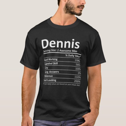 T-shirt DENNIS Nutrition Funny Birthday Personalized Name (Devant)