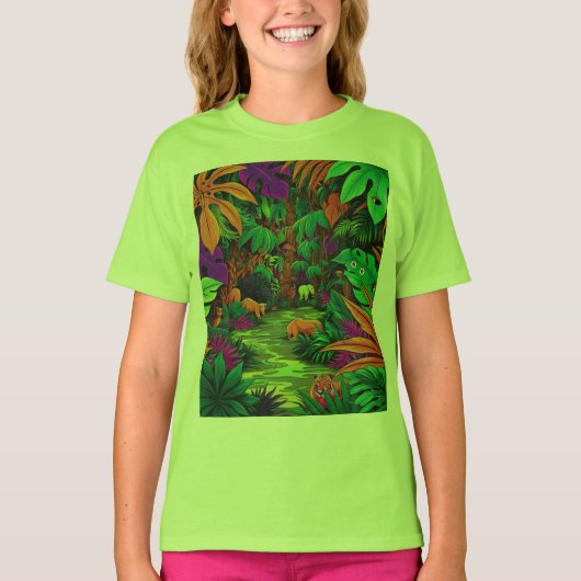 T-shirt Dense Jungle Animaux Exotiques (Devant)