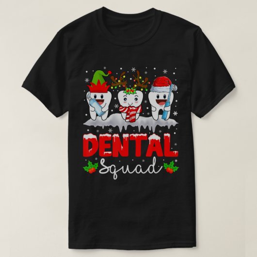 T-shirt Dental Squad Dents Père Noël Reindeer Noël Hommes (Design devant)