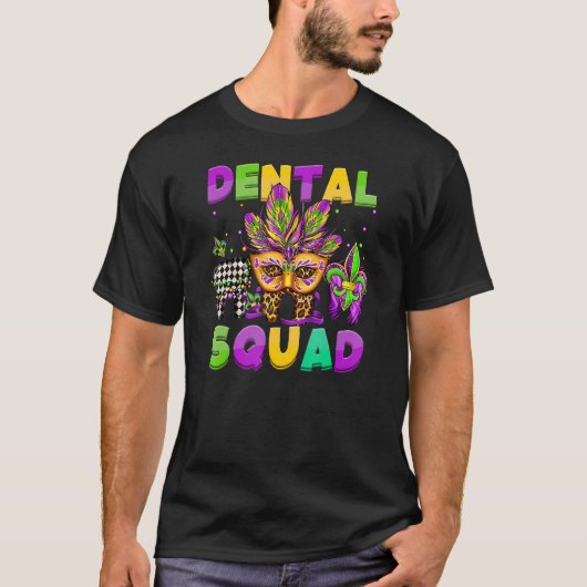 T-shirt Dental Squad Mardi Gras Teeth Dental Assistant Fle (Devant)