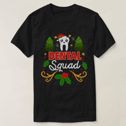 T-shirt Dental Squad Père Noël Dentelle Assistant dentaire (Design devant)