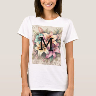 T-shirt Dentelle monogramme florale lys rose orange sarcel