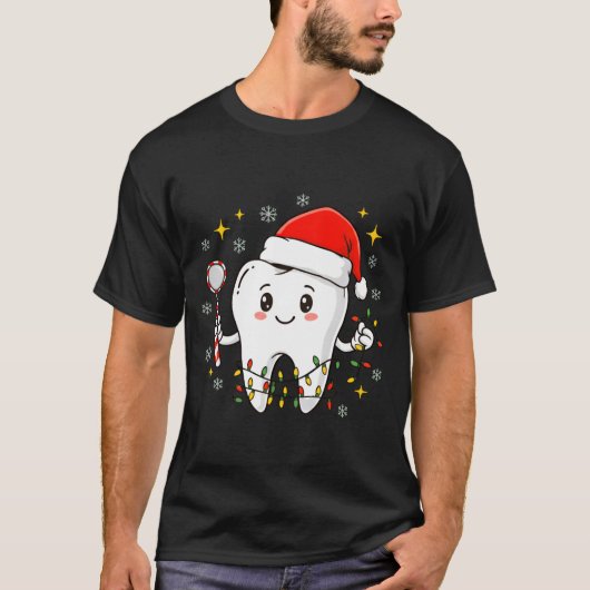 T-shirt Dentist Christmas Teeth Xmas Lights Funny Dental S (Devant)