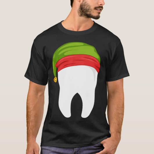 T-shirt Dentist Christmas tooth Dental with Elf hat (Devant)
