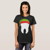 T-shirt Dentist Christmas  tooth Dental  with Elf hat (Devant entier)