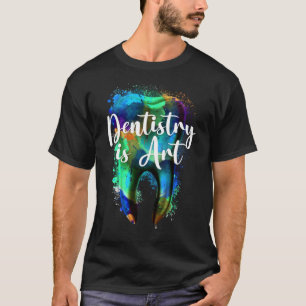 T-shirt Dentiste Dentaire Dentistère Est Art Tooth Aquarel