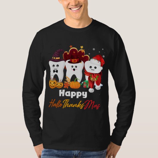 T-shirt Dents HalloMerciMas Halloween Thanksgiving Christ (Devant)