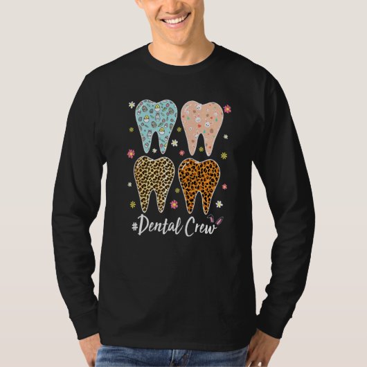 T-shirt Dents mignons Leopard Dental Crew Bunny Ears Pâque (Devant)