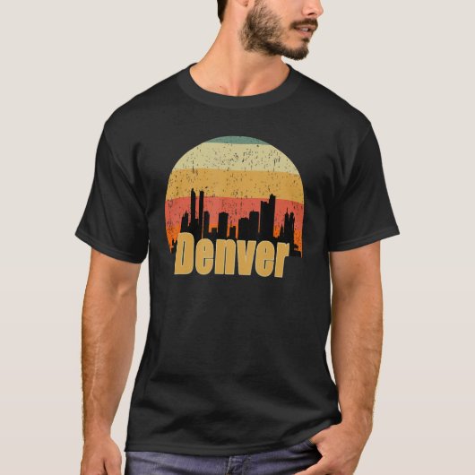 T-shirt Denver Co Skyline Silhouette Sunset I Love Denver (Devant)