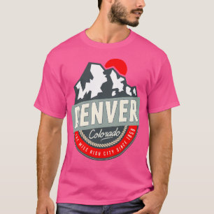 T-shirt Denver Colorado Mile High City Mountains Sun Logo