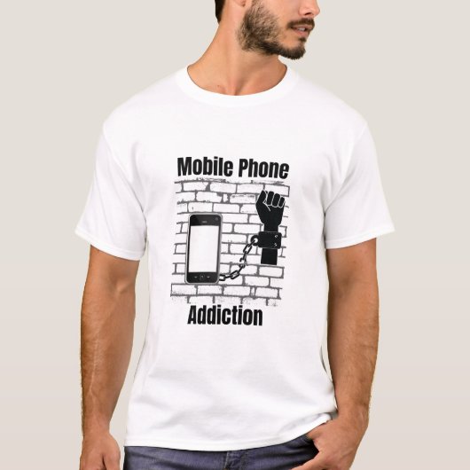 T-shirt dépendance aux téléphones mobiles (Devant)