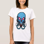 T-shirt Déplaisant bleu gothique stylisé Tentacle Skull Li (Devant)