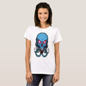 T-shirt Déplaisant bleu gothique stylisé Tentacle Skull Li (Devant entier)