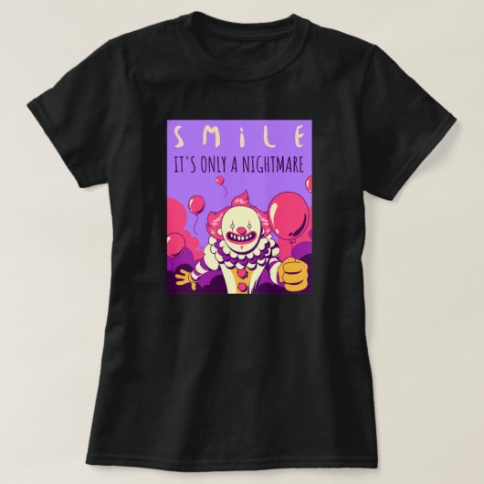 T-shirt Déplaisant cauchemar clown souriant halloween (Design devant)