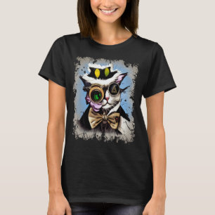 T-shirt Déplaisant Illuminati Chat Cyborg Monocle Chat à v