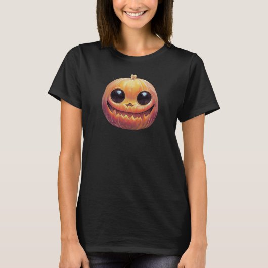 T-shirt Déplaisant Mare Face Citrouille Halloween (Devant)
