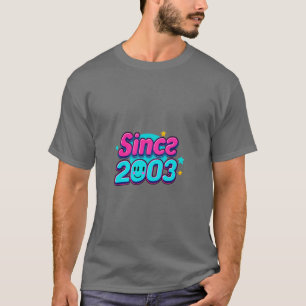 T-shirt Depuis 2003 Rétro Neon Birthday Shirt - Vibrant Pi