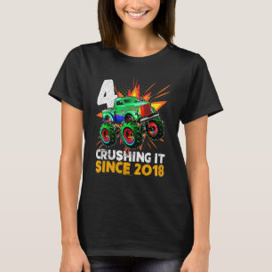 T-shirt Depuis 2018 Enfants 4e anniversaire 4 ans Monster