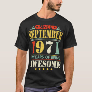 T-shirt Depuis Septembre 1971 Joyeux Anniversaire 49 Ans D