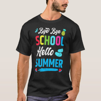 T-shirt Dernier Jour De L'École Bye Bye School Bonjour Thé