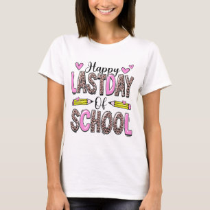 T-shirt Dernier Jour De L'École Leopard Enseignant Diplômé