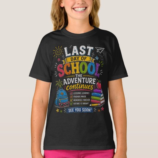 T-shirt Dernier Jour d'École L'Aventure Continue (Devant)