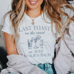 T-shirt Dernier Toast Sur La Côte Beach Bachelorette Party<br><div class="desc">Célébrez votre Dernier toast On The Coast Beach Bachelorette Party avec style grâce à notre T-shirt sur mesure. Ces chemises de beach-bachelorette ne sont pas seulement des vêtements, elles sont un symbole de luxe et de camaraderie. Le thème Dernier Toast On The Coast ajoute un air de sophistication à votre...</div>