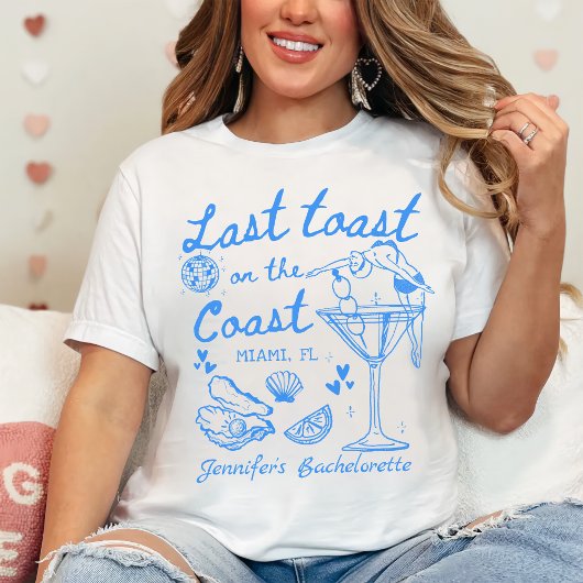 T-shirt Dernier Toast Sur La Côte Plage Bachelorette Bleue