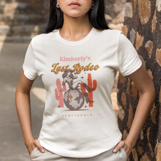 T-shirt Dernière Cowgirl de Disco du Rodéo Week-end de Bac