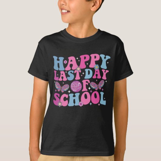 T-shirt Dernière journée d'école disco rétro funky (Devant)