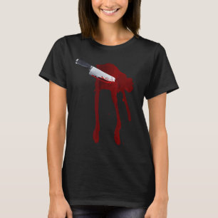 T-shirt Dernière minute Éffrayant faux sang stab wound cou