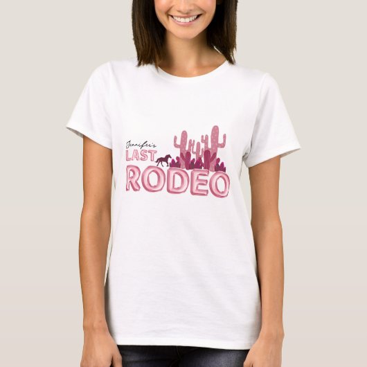 T-shirt Dernière police de ballon rodéo et cactus rose (Devant)