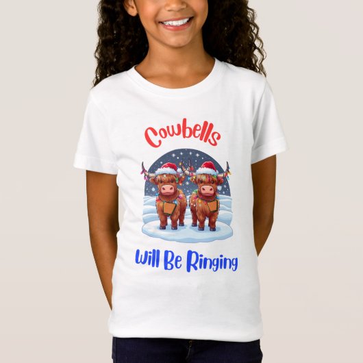 T-Shirt Des Cowbells Sonneront Noël Highland Cows (Devant)