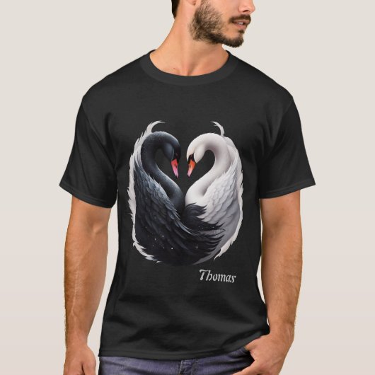 T-shirt Des cygnes élégants qui forment un coeur ensemble. (Devant)