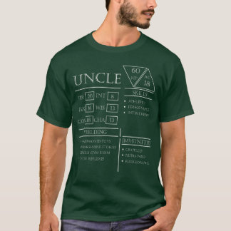 T-shirt Dés de jeu de rôle Oncle Dragon Statistiques Compé