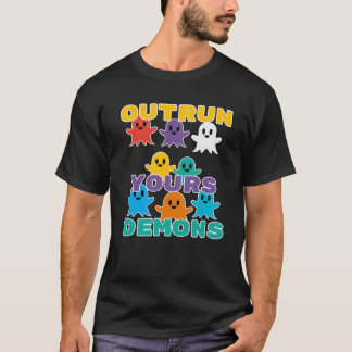 T-shirt des fantômes de dessin animé colorés écrivent Déjo