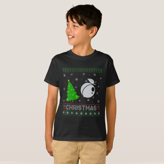 T-shirt Des Femmes Peach Xmas Tree Lighting laids Christma (Devant entier)