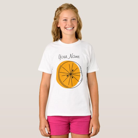 T-shirt des filles Citrus Orange Name (Devant entier)