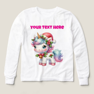 T-shirt des filles de la licorne de Noël personnal