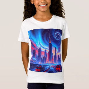T-shirt des filles de la ville futuriste