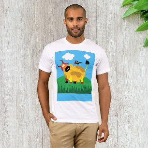 T-Shirt Des Hommes De Vache Et D'Oiseau Noir